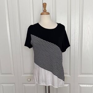 White House Black Market short sleeved stripe block sweater size XL